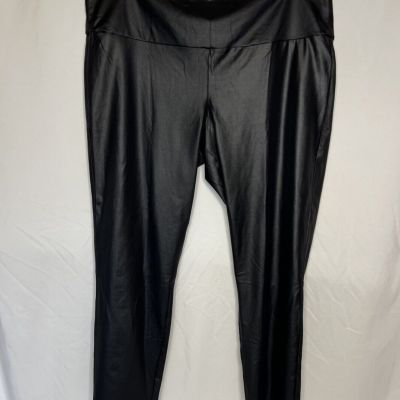 Women's 2XL Unbranded Polyester & Spandex Satin Shiny Black Leggings - NWT