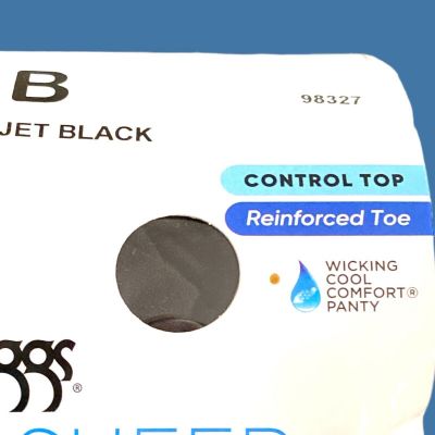 L'eggs Sheer Energy Control Top Pantyhose B Jet Black Medium Support Leg 98327