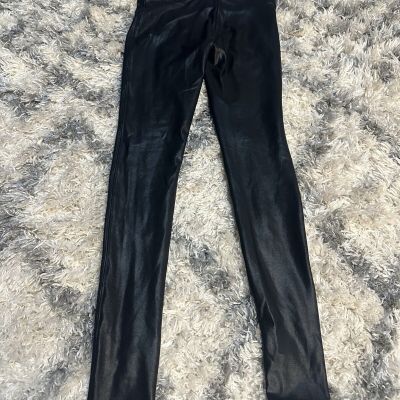 Spanx Women’s Black Faux Leather High Rise Leggings Size Small