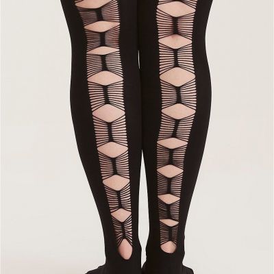 PLUS SIZE BLACK OPAQUE OPEN BACK TIGHTS IN 1X/2X OR 3X/4X COMPARABLE to TORRID