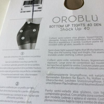 OROBLU SHOCK UP 40 SHAPING PANTYHOSE IN SABLE SIZE L  NWT