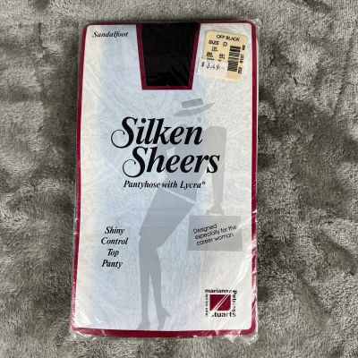 Silken Sheers Pantyhose Sandalfoot Off-Black Size D NIP Vintage