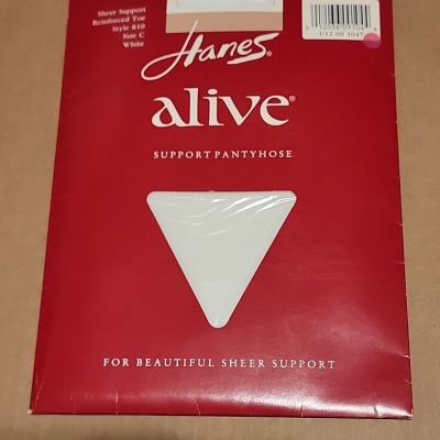Hanes Alive Pantyhose 1989 White Style 810 Size C Made USA