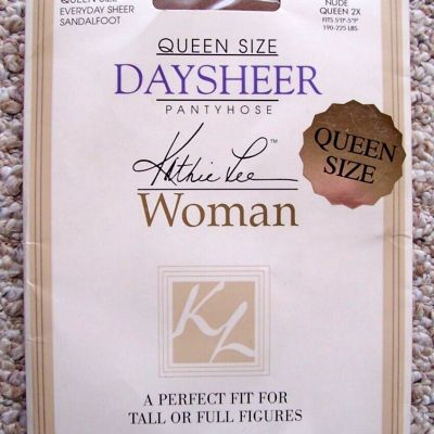 Kathie Lee Woman Daysheer Pantyhose Queen 2X Nude Tall Full Figure Sandlefoot