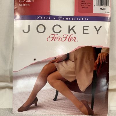 JOCKEY FOR HER Women’s Sheer & Comfortable Control Top Pantyhose White Sz M 90s