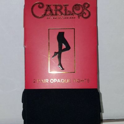 Carlos By Carlos Santana Opaque Black Fashion Tights Pantyhose Size M/L