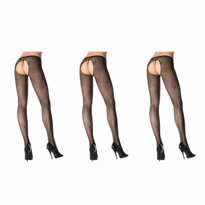 3PCS Lady Sexy Pantyhose Hollow Out Fishnet Sheer Tights High Stockings Black