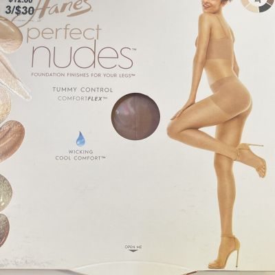 New Hanes Women's 1/2X Perfect Nude 4 Caramel Tummy Control Pantyhose