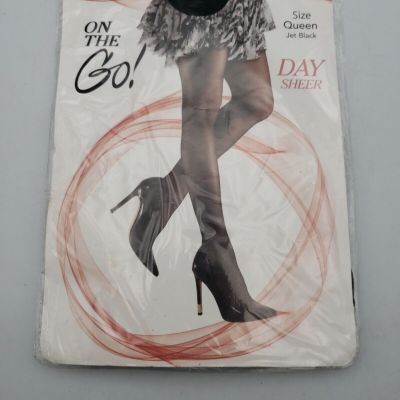 On The Go Women's Size Queen Jet Black Day Sheer Pantyhose 1 Pair