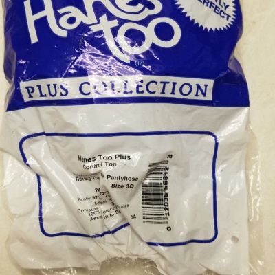 Package of 2 Hanes Too Plus Control Top Barely There Pantyhose Size 3Q (D)