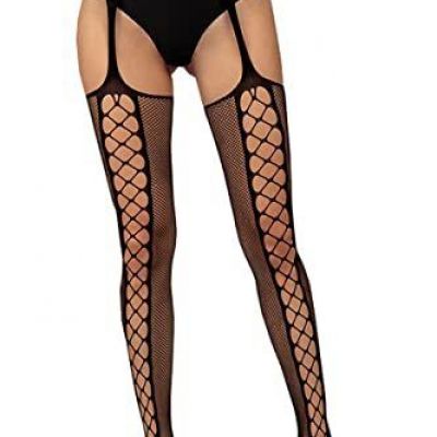 XIUSEMY Fishnet Stockings for Women Patterned High Waist Tights Suspender Pan...