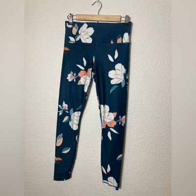 Athleta Small leggings teal floral print workout athleisure athletic wear