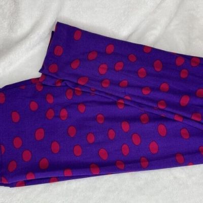 LuLaRoe OS Leggings Purple with Bright Pink Polka Dots ONE SIZE New