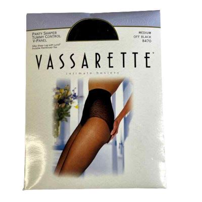 Vassarette Vintage Control Top Panty Shaper Panty Hose , M, Off Black, New