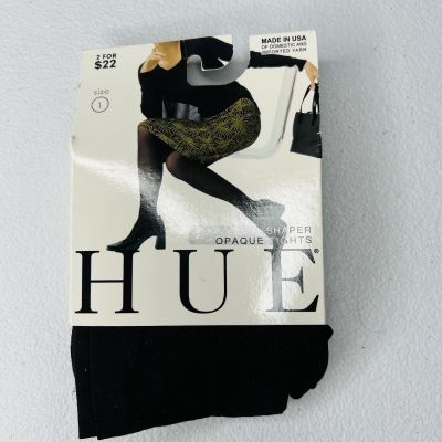 HUE Shaper Opaque Tights Solid Black Womens Size 1 Fits 100-150 Lbs New