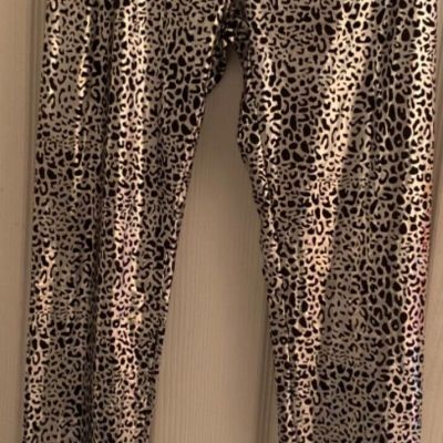 Leopard Print Womens Leggings Metallic Size Small New With Tags Cosplay Fashion