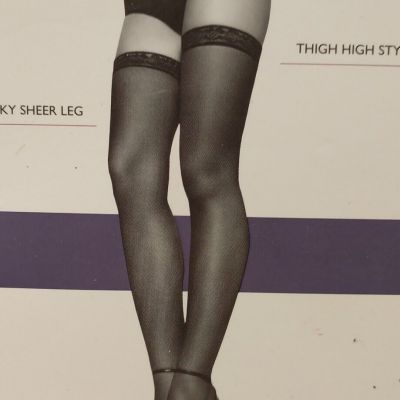 Hanes Silk Reflections Barely There Size AB Sandalfoot Thigh High Stockings Wome