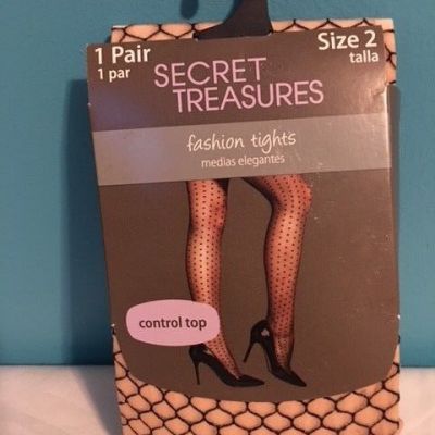 Secret Treasures Fashion Tights Control Top Nylon/Spandex Sizes 2 NUDE Fishnet