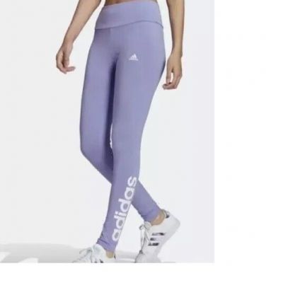 NEW Adidas Womens Plus LINEAR Tight Leggings High Rise Size 2X, Purple/White