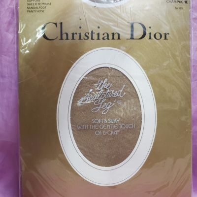 Vtg Christian Dior Pantyhose Sz 2 Sculptured Leg Support Hose French Champaign
