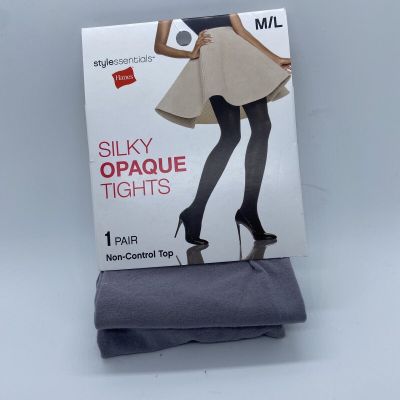 Hanes Silky Opaque Tights Non-Top Control Size M/L BLACK