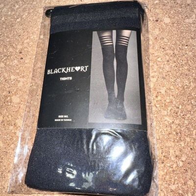 NEW UNOPENED Blackheart Junior Style Black Faux Thigh High Tights M/L 2016