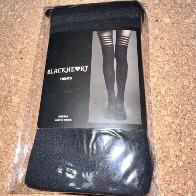 NEW UNOPENED Blackheart Junior Style Black Faux Thigh High Tights M/L 2016