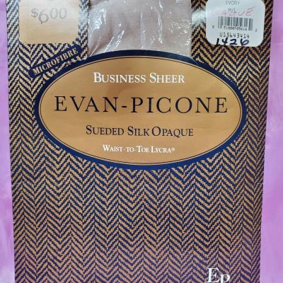 Evan Picone Bussiness Sheer Sueded Silk Opaque Pantyhose Size M/L Ivory Vtg 90s