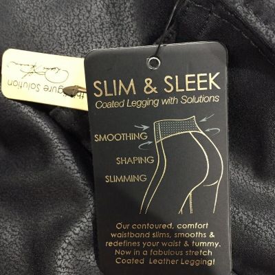 DG2 by Diane Gilman Slim & Sleek Coated Knit Leggings Black Size 3X