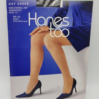 Hanes Too Pantyhose Size: CD Color: Black Day Sheer Sandalfoot Style #117