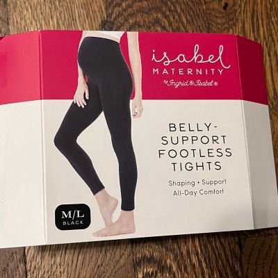 Isabel Maternity Women's Size M/L Belly Support Seamless Footless Tights - Black
