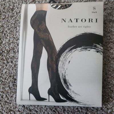 Natori – Stunning Black Feather Net Tights (Size Small)