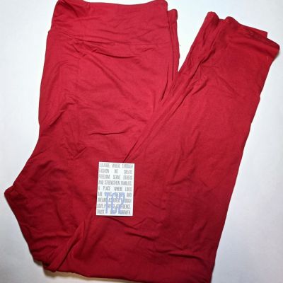 LuLaRoe TC2 Leggings RED Bright Solid Color Tall & Curvy 2 (Size 20-26) NWT