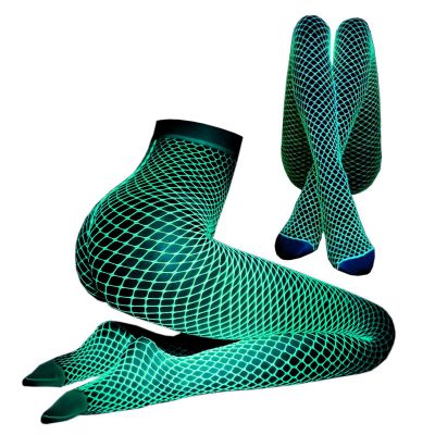 Glow in the Dark Fishnet Stockings Women Sexy Fishnet Tights Thigh High Stocking