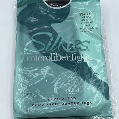 Vintage Silkies Tights Plus Size L Control Top X Queen Black New Sealed 2004