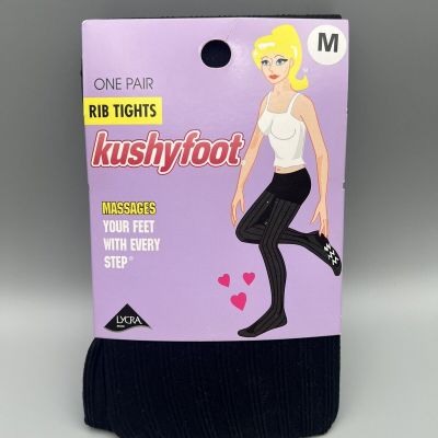 KUSHYFOOT Black Rib Tights, # 3481 Size M
