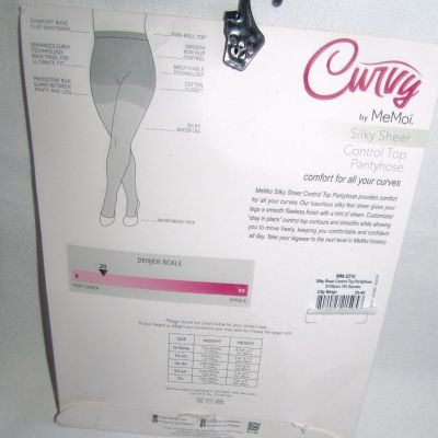 New MeMoi Silky Sheer Plus Size Curvy Control Top Pantyhose Beige Size 3X 4X