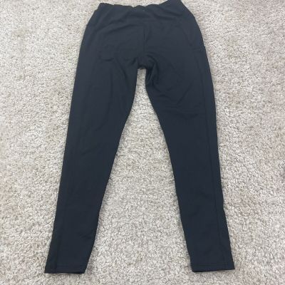 Work out small womens leggings athletic wear solid black side pocket
