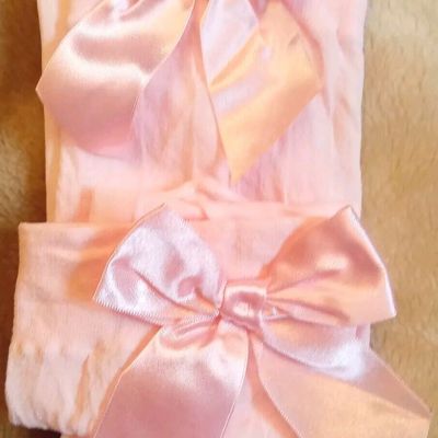 Leg Avenue Pink Tights With Bows Adult One Size New Without Tags