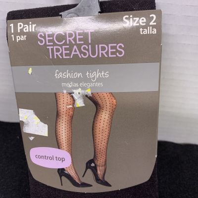Secret Treasures Fashion Black Tights 1-Pair Size 2 Nylon Spandex