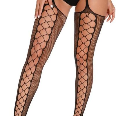 Fishnet Stockings for Women Patterned High Waist Tights Suspender Pantyhose
