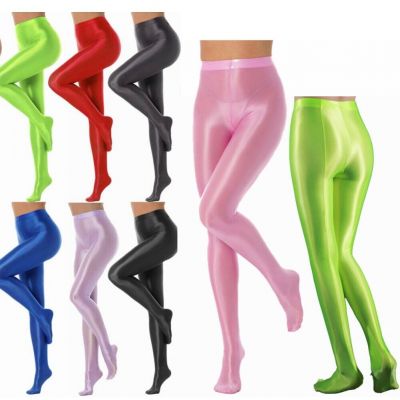 Women Shiny Oil Glossy Pantyhose Tights Shimmery Hold Up Stockings Lingerie Yoga
