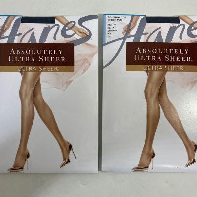 Hanes Pantyhose 2-Pack Sheer Toe Absolutely Ultra Sheer Color Control Top-Navy