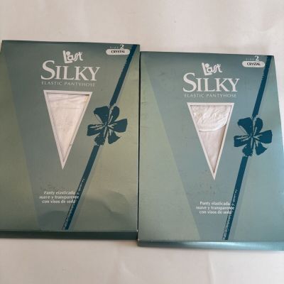 Silky L’asst  Pantyhose Women’s Elastic Size 2 Crystal Nylon & Spandex Vintage
