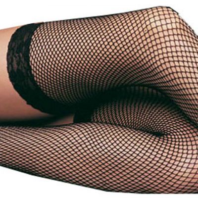 Fashion Fishnet Lace Top Black Thigh-Hi Stockings One Size