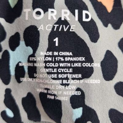 Torrid Gray Colorful Leopard Print Full Length Leggings Active Size 1 Plus 1x