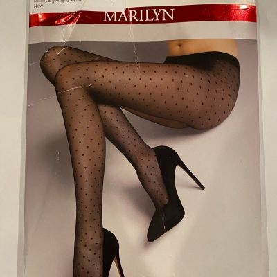 Marilyn Designer Tights with Polka Dot Pattern Black Size Small