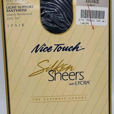 Nice Touch Sears Silken Sheer Size Average Navy Pantyhose NEW