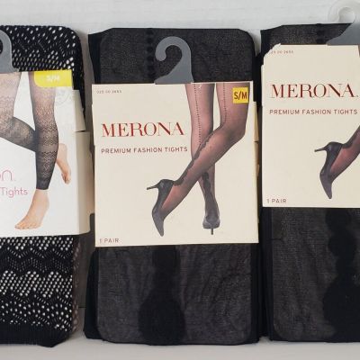 2 Merona Premium Fashion Tights With Designs & 1 Xhilaration Footless  size S/M