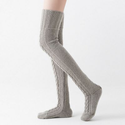 Long Socks Winter Warm Over Knee High Socks Knitted Women Long Stockings Thigh